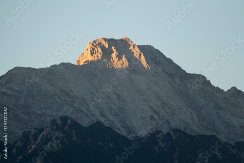 Hiking trail Telfs to Motz in Tyrol, Austria, at Way of St. James Isar Loisach Tiroler Ache Inn photo