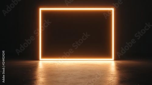 Front-facing illuminated LED sign showcasing a modern design in a dark interior setting