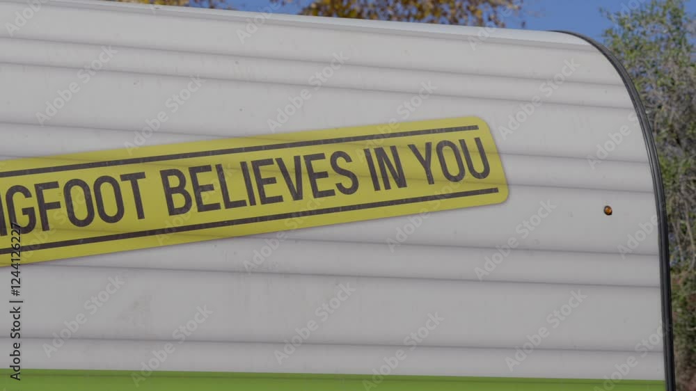 This panning video shows a yellow sign that reads, This panning video shows a yellow sign that reads,