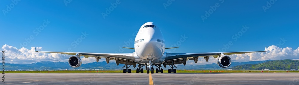 Airplane takeoff airport photography sunny day front view aviation journey Airplane takeoff airport photography sunny day front view aviation journey