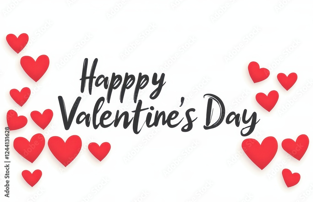 Celebrate love with cheerful Happy Valentines text and vibrant red hearts in charming vector illustration Celebrate love with cheerful Happy Valentines text and vibrant red hearts in charming vector illustration