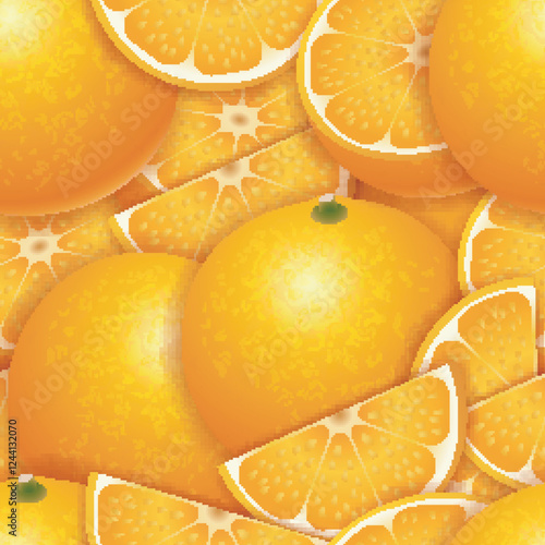 Cute seamless pattern with yellow lemon slices. Vector illustration	