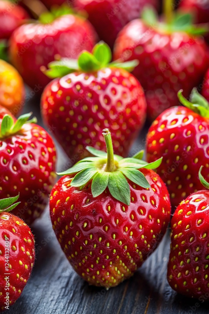 Fresh Ripe Strawberries red background generative ai Fresh Ripe Strawberries red background generative ai