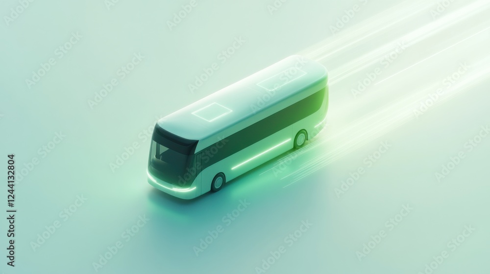 Illustration that represents the concept of Self-Driving Buses Illustration that represents the concept of Self-Driving Buses