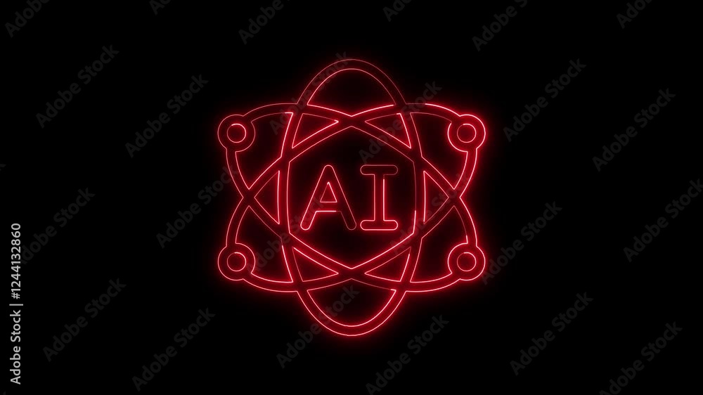 Glowing neon line Artificial intelligence icon with AI Text, artificial intelligence animation, Artificial intelligence chip animation concept Glowing neon line Artificial intelligence icon with AI Text, artificial intelligence animation, Artificial intelligence chip animation concept