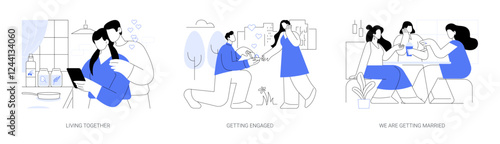 Young couple isolated cartoon vector illustrations se