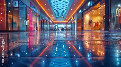 Vibrant Shopping Mall Background Generative AI