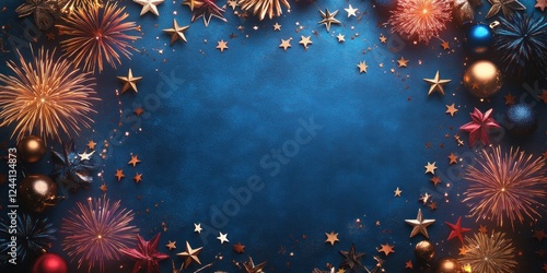New Year's Eve Celebration: Festive Background with Fireworks and Decorations