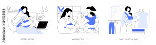 Active mom isolated cartoon vector illustrations se