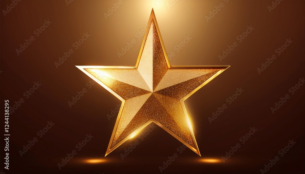 Abstract Luxury Golden Star Lighting Effect Glowing on Dark Brown Background Abstract Luxury Golden Star Lighting Effect Glowing on Dark Brown Background
