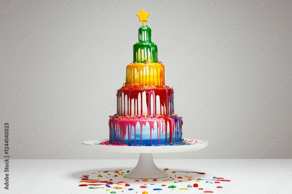 Rainbow Drip Cake Shaped Like A Christmas Tree Rainbow Drip Cake Shaped Like A Christmas Tree
