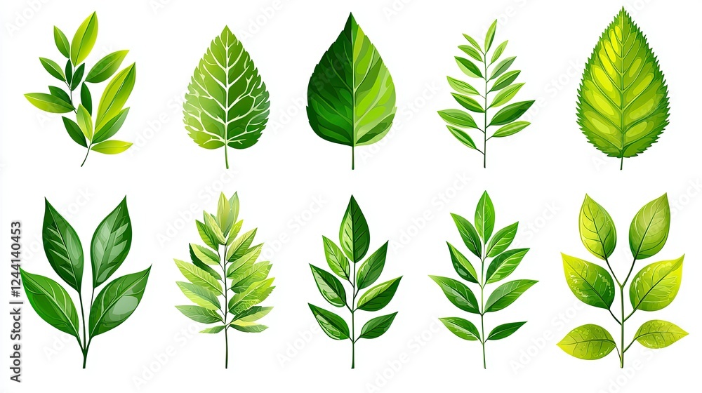 Green Leaf Collection Various Shapes and Sizes Green Leaf Collection Various Shapes and Sizes