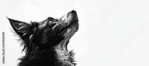 Wallpaper Mural Majestic Border Collie Gazes Upwards in Black and White Portrait Capturing the Essence of Canine Grace and Curiosity Torontodigital.ca