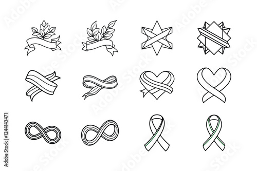 Ribbons, Banners, and Infinity Symbols Design Elements for Memorials