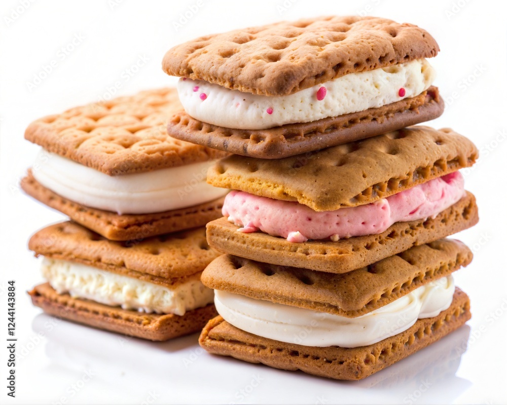 Stack of cookies on white.