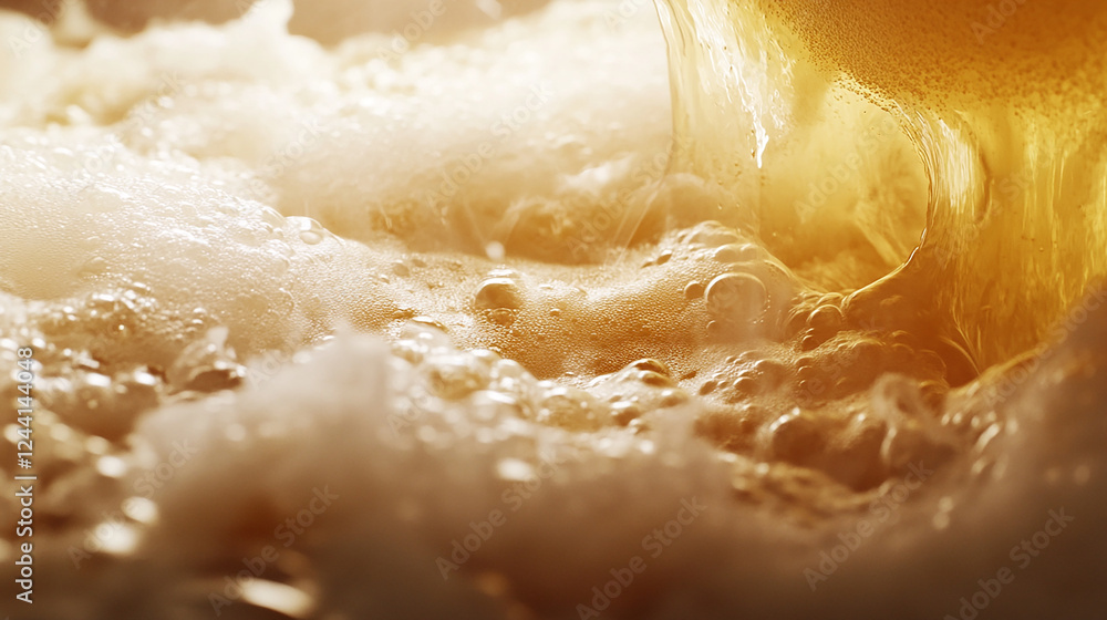 Hazy IPA beer being poured thick and foamy Hazy IPA beer being poured thick and foamy