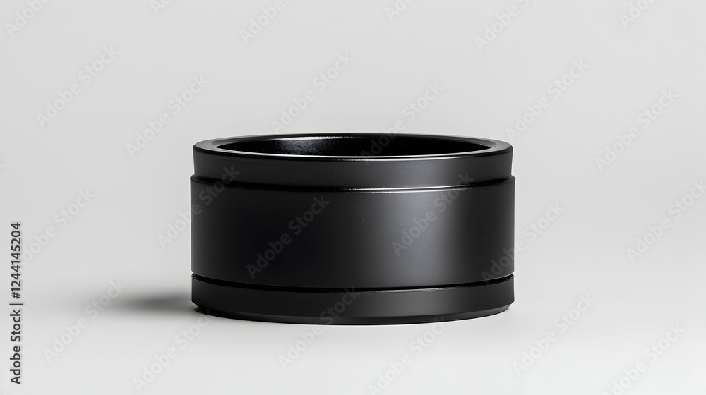 Black cylindrical container on white background, product mockup Black cylindrical container on white background, product mockup