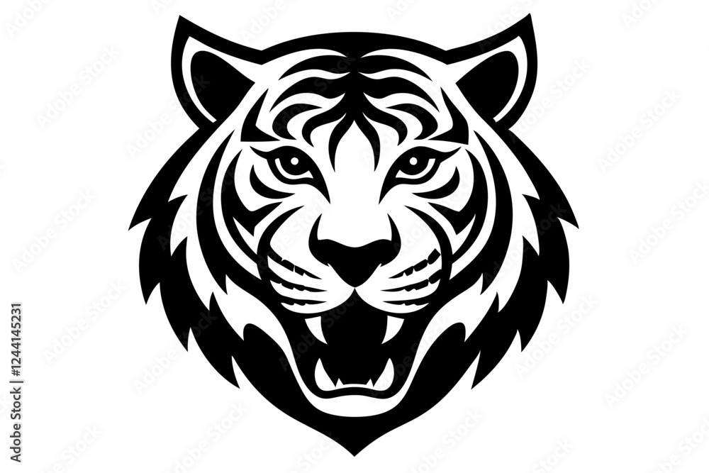Fototapeta premium tiger head vector silhouette vector illustration, tiger head logo 