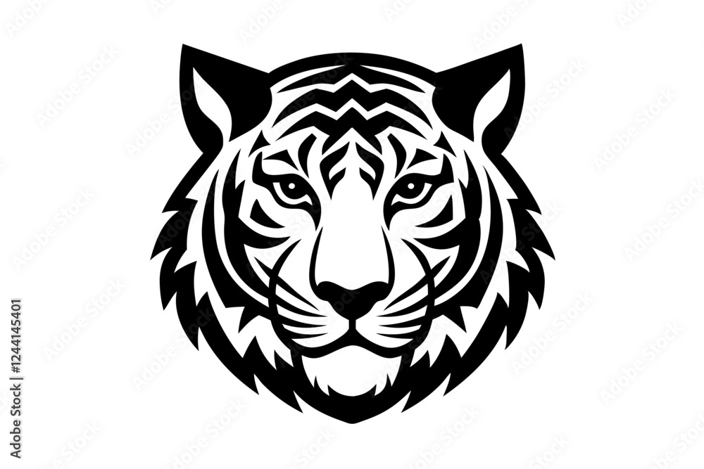 Fototapeta premium tiger head vector silhouette vector illustration, tiger head logo 
