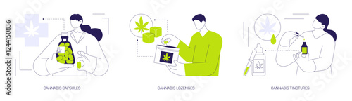 Medical cannabis products abstract concept vector illustrations.