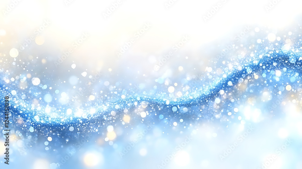 Abstract Blue And White Sparkling Wave Background