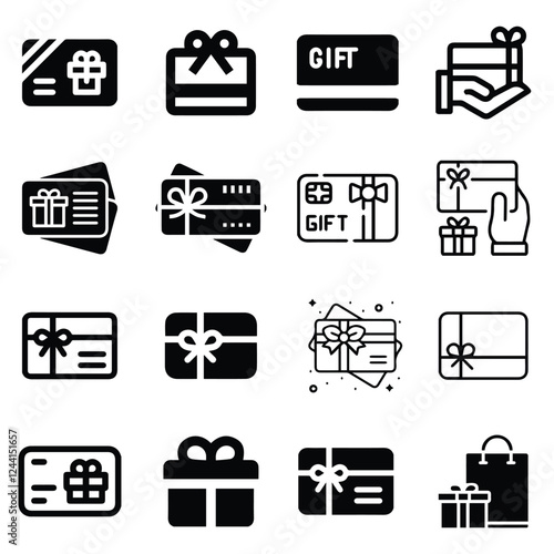 Gift Card Box Icon Pack Vector