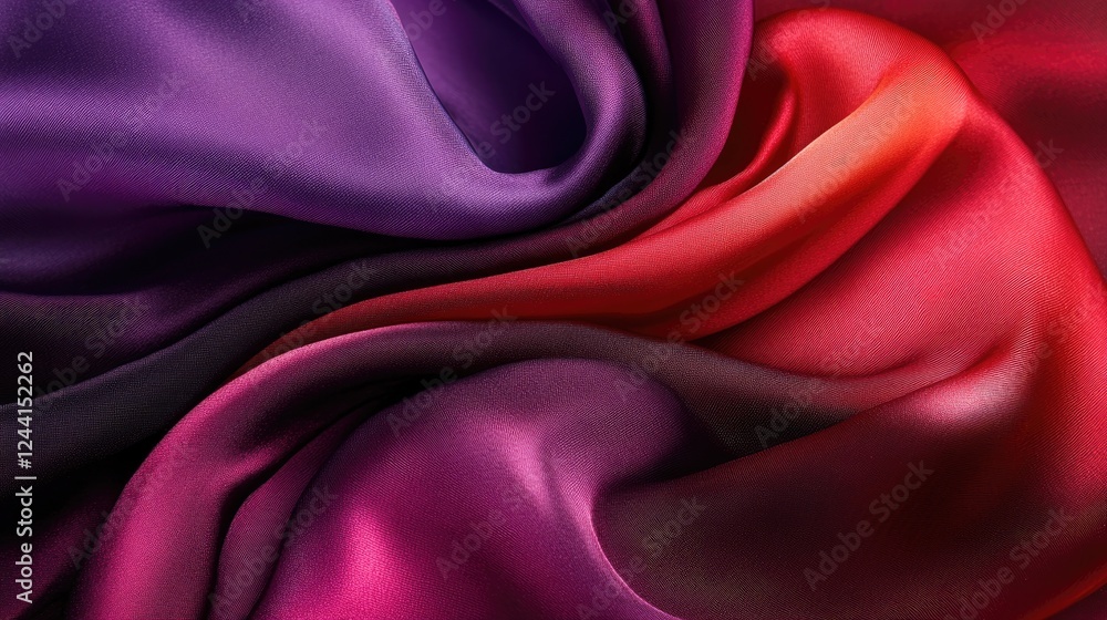 Obraz premium A close-up of deep wine red and purple silk satin fabric with smooth, elegant folds. A luxurious background with rich texture.