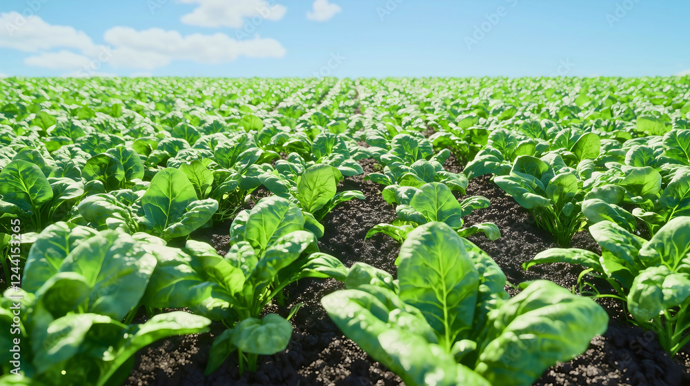 Healthy green spinach planted on exceptionally fertile black soil, spinach being one of the very good and beneficial vegetables, spinach seedlings on a large meadow. Healthy green spinach planted on exceptionally fertile black soil, spinach being one of the very good and beneficial vegetables, spinach seedlings on a large meadow.