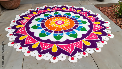 Wallpaper Mural Vibrant Holi rangoli design at home entrance, festive joy Torontodigital.ca