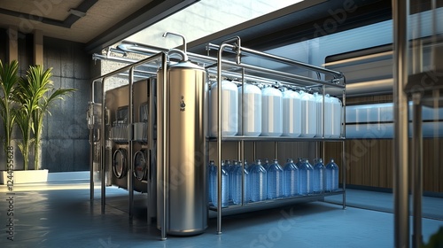 A reverse osmosis water purification station designed for a water refilling business photo