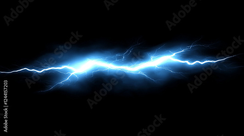 Intense white lightning bolt striking against a dark sky