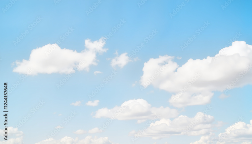 Serene fluffy clouds floating in clear blue sky, nature's beauty Serene fluffy clouds floating in clear blue sky, nature's beauty