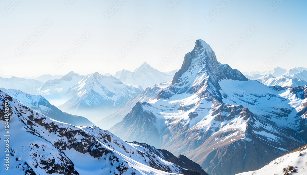 Majestic snow-capped mountain peak in alpine landscape, Earth Day Majestic snow-capped mountain peak in alpine landscape, Earth Day