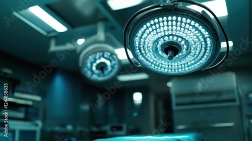 Bright surgical lights illuminate operating room (1) photo