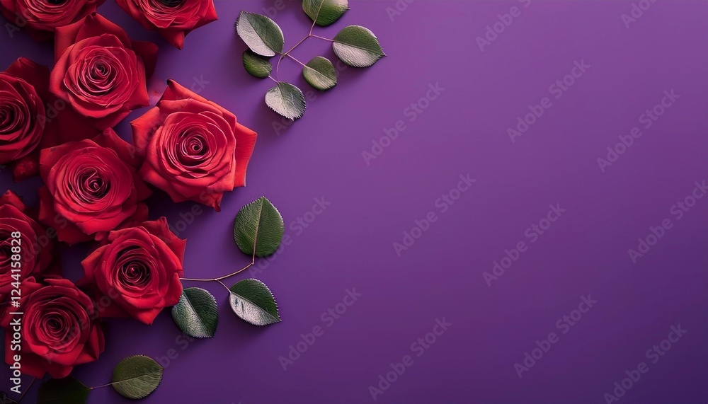red roses on a flat background with space for text, birthday card, March 8, mother's day. red roses on a flat background with space for text, birthday card, March 8, mother's day.