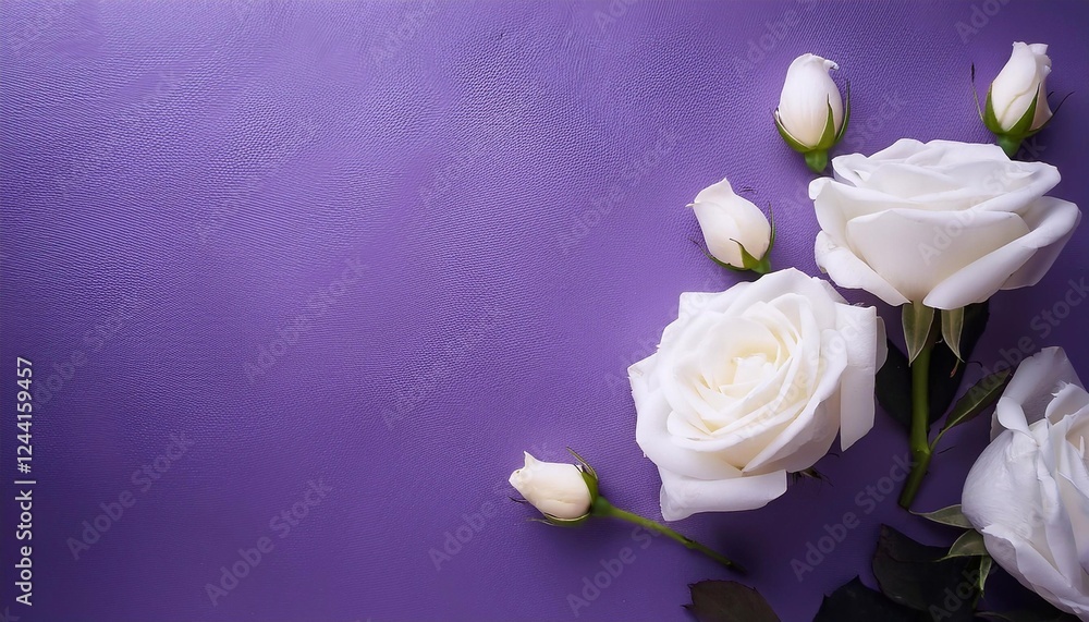 Fototapeta premium light roses on a flat background with space for text. template of a postcard for March 8, Valentine's Day, birthday