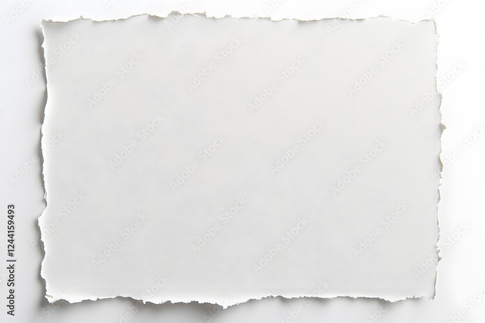 Fototapeta premium White torn paper sheet, isolated on white background