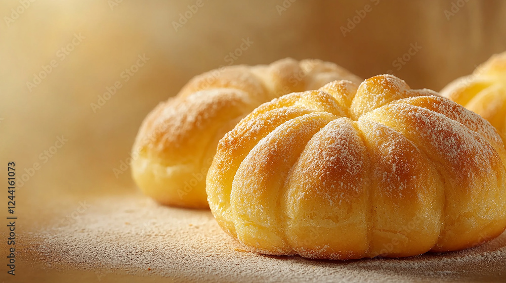 Japanese melon pan with a crispy sugar crust Japanese melon pan with a crispy sugar crust