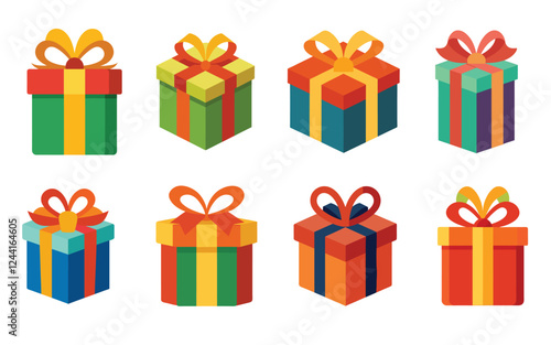 Gift box vector illustration on white background, gift box vector set