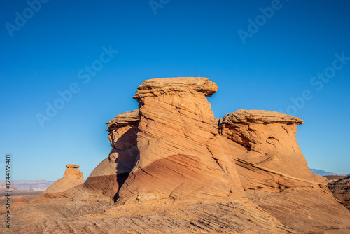 Three Sisters Rock Formations Under a Clear Blue Sky