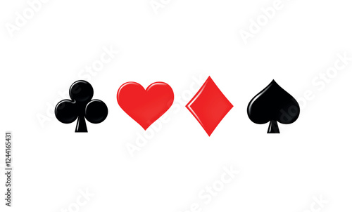 Card Suit Icons, Suits Diamonds Hearts Spades Icons, Casino Poker and Gambling Graphic Elements, Outline Icon, Red, Black