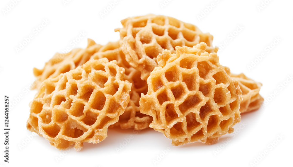 Delicious crispy wafer on white background. Sweet food Delicious crispy wafer on white background. Sweet food