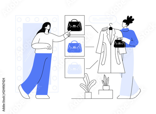 Choosing accessories isolated cartoon vector illustrations.