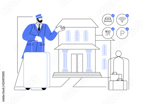Doorman service isolated cartoon vector illustrations.