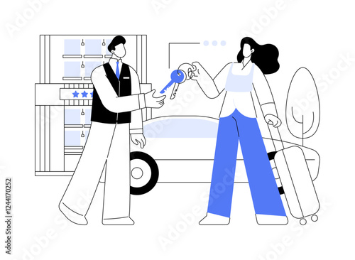 Valet parking service isolated cartoon vector illustrations.