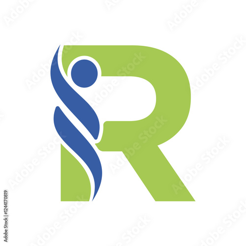 Initial Healthcare Logo Combine With Letter R Vector Template