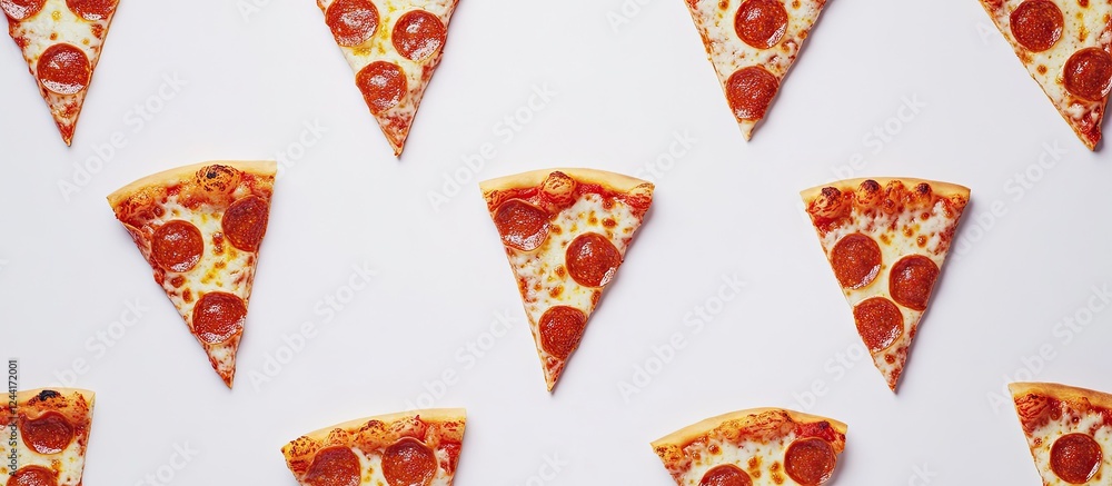 Cup of pizza slices on a white background with copy space for text, a flat lay top view banner design, an aerial view. Cup of pizza slices on a white background with copy space for text, a flat lay top view banner design, an aerial view.