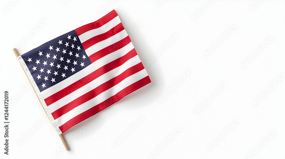Fototapeta premium American flag on white background, patriotic symbol