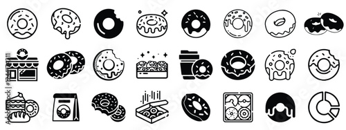 Donut Icons Pack Vector Set Box