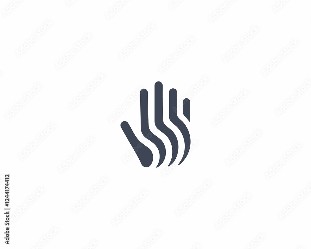 Abstract hand palm from stripes logo design template. Minimalistic gesture no stop sign symbol. illustration. Abstract hand palm from stripes logo design template. Minimalistic gesture no stop sign symbol. illustration.